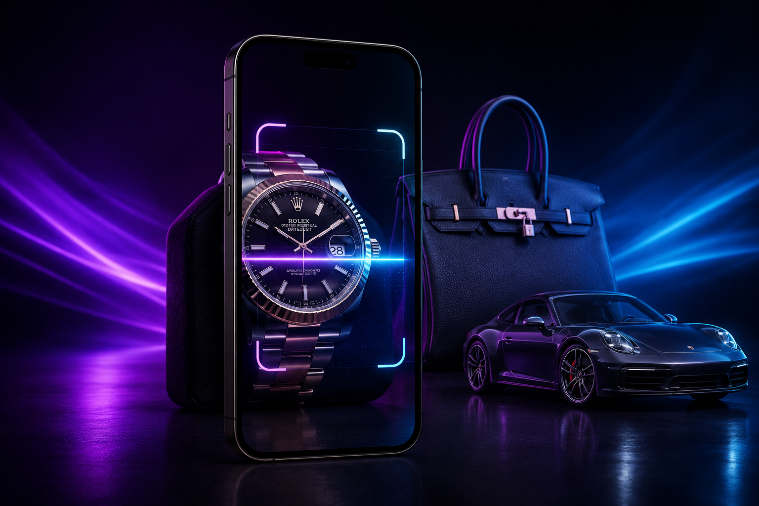 VALUXUR luxury portfolio experience with a watch, handbag and grand touring car